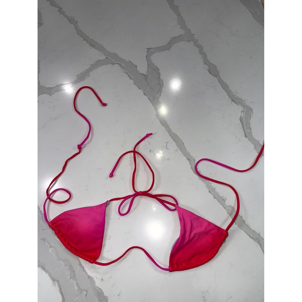 White Fox Swimwear Gradient String Bikini Top Womens XS Red Pink Ombre Stretch‎